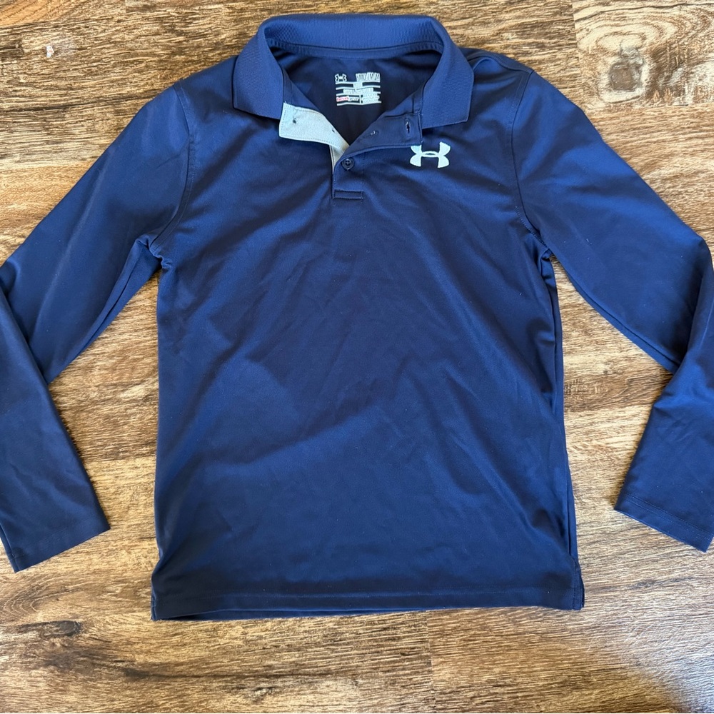 Under Armour Kids Blue Long Sleeve Polo